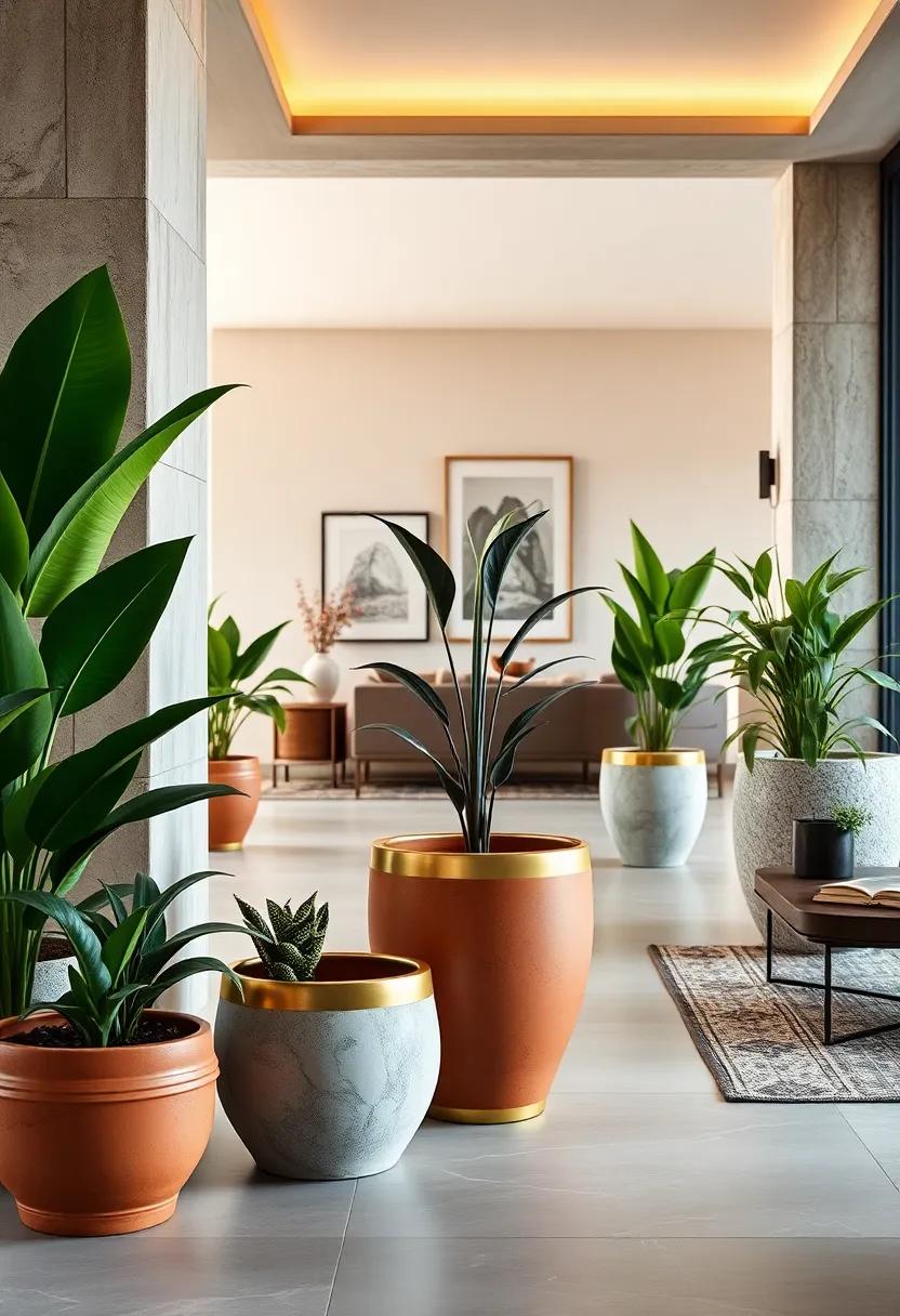 Solara Terracotta Planter with ‍Gold Rim - Classic terracotta meets⁣ modern luxury with a delicate gold rim, blending rustic charm and ⁣elegance effortlessly