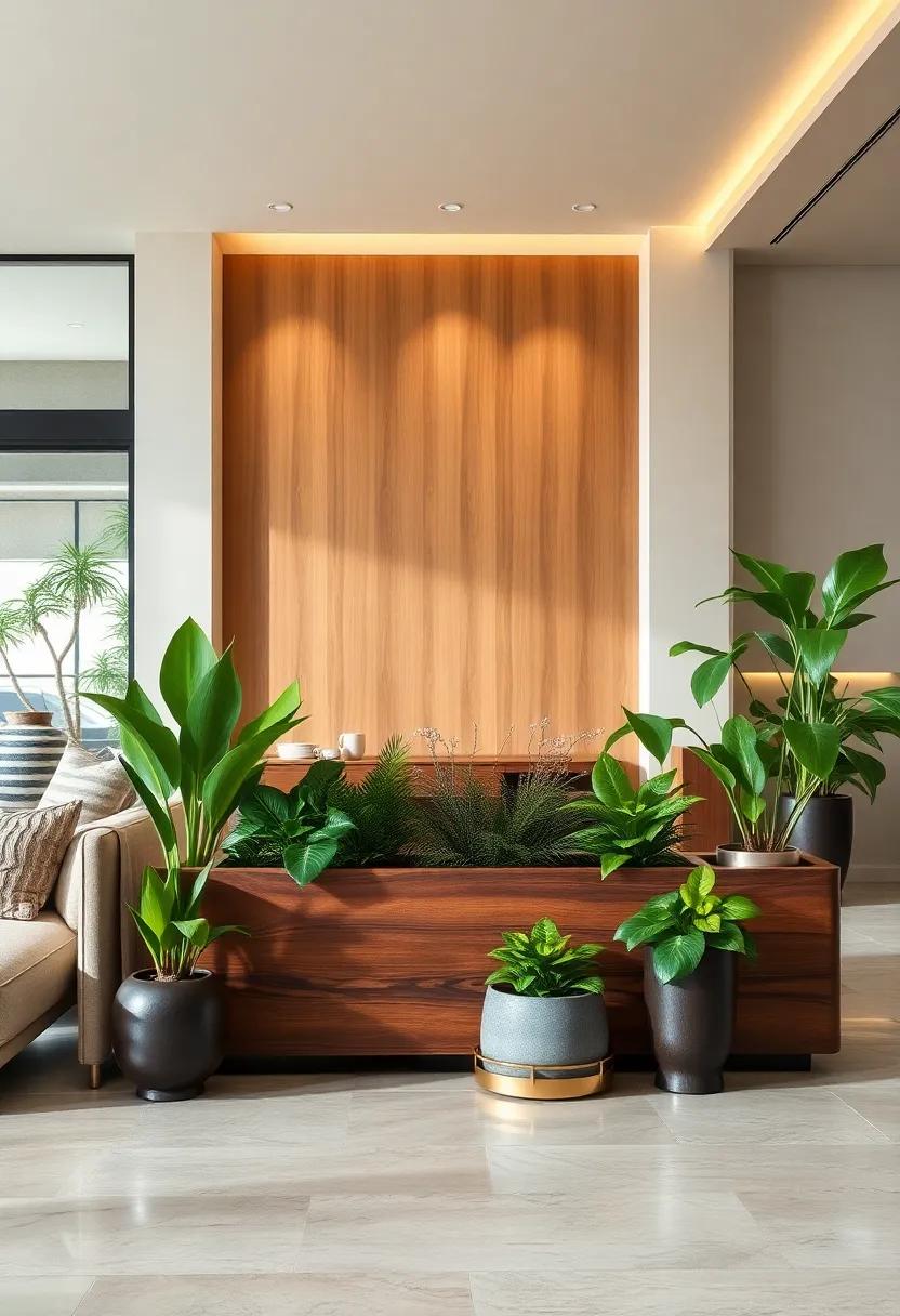 Solstice Wooden⁤ Planter Box - Crafted​ from ⁣rich walnut wood with ​metallic accents, it infuses natural warmth and luxury ​aesthetic into your space