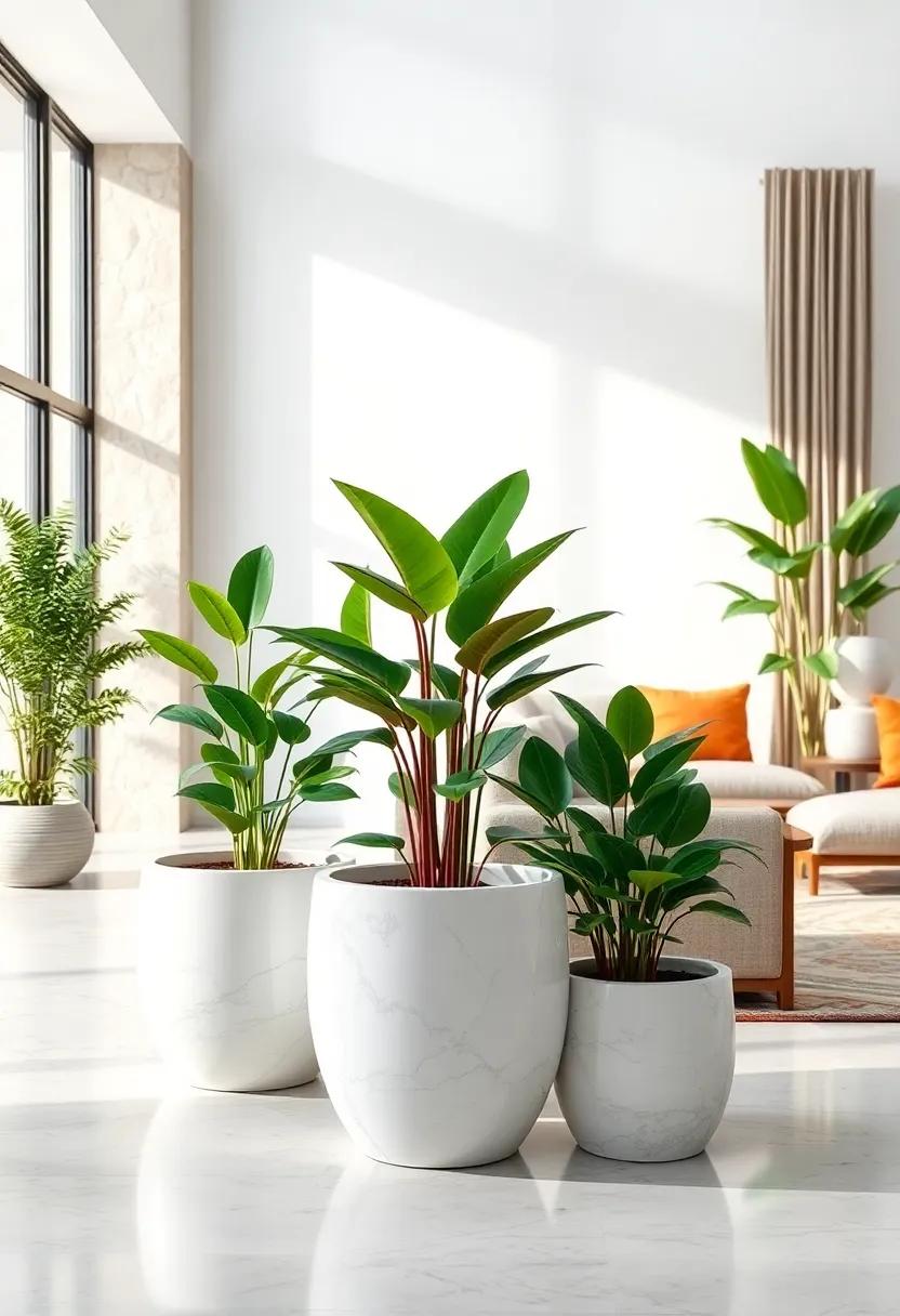 TerraBloom Marble ​Planter - Crafted from polished white marble, this planter blends timeless elegance ⁣with ‍modern ⁣design, perfect ​for showcasing ‍your favorite⁣ greenery with a ⁣touch of luxury