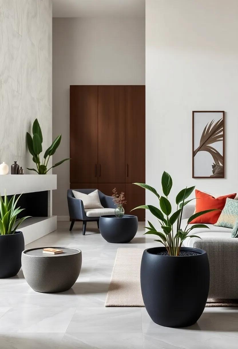 Velvet Matte⁣ Black Ceramic Pot - This velvet-textured, matte black ceramic pot offers understated luxury, ideal for minimalist interiors seeking‌ a bold ⁤contrast