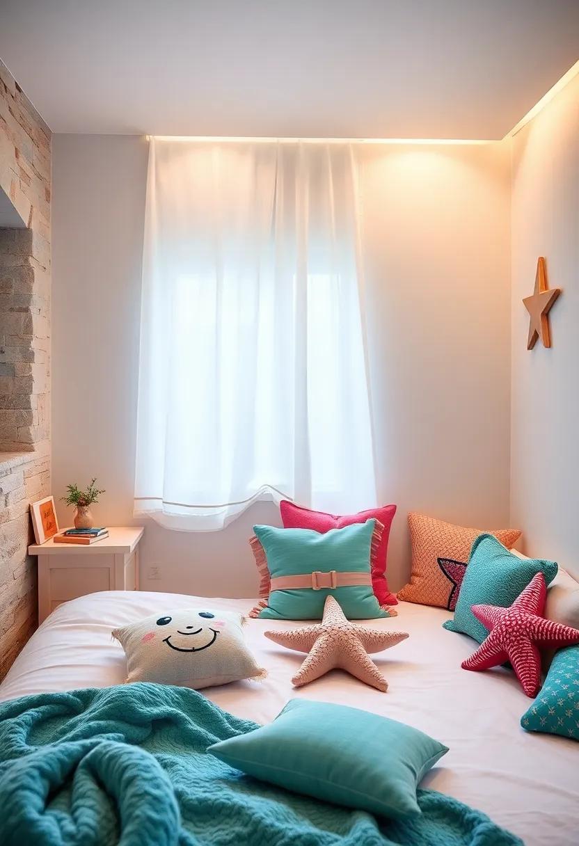 Aquatic Plush Pillows: Scatter cushions shaped like sea creatures such‌ as seahorses,​ fish,‌ or starfish for​ playful comfort