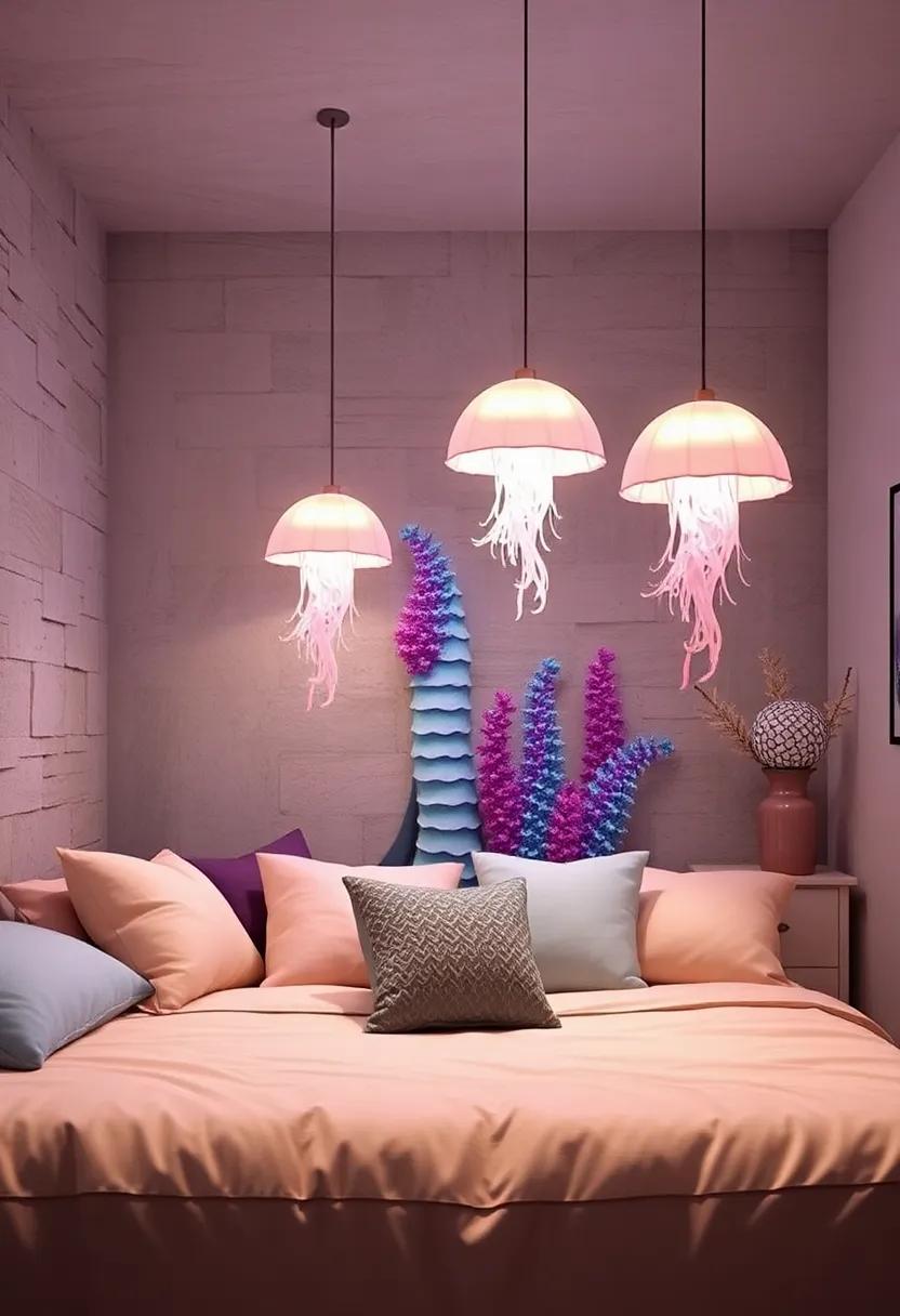 Jellyfish Pendant Lamps: Use pendant lights⁤ shaped like glowing​ jellyfish to add a magical ambiance