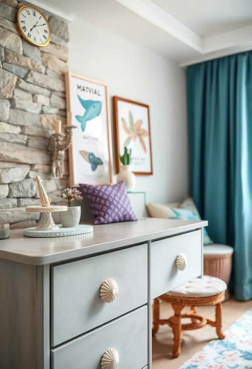 Seashell Drawer Knobs: Swap out standard drawer knobs⁢ with ceramic or resin seashell designs‌ for subtle⁣ mermaid charm