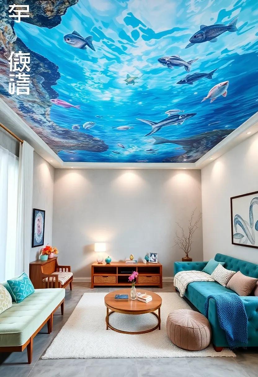 Underwater ⁤Mural Ceiling: Paint⁤ a serene underwater scene on the ceiling for a dreamy, ⁢immersive effect