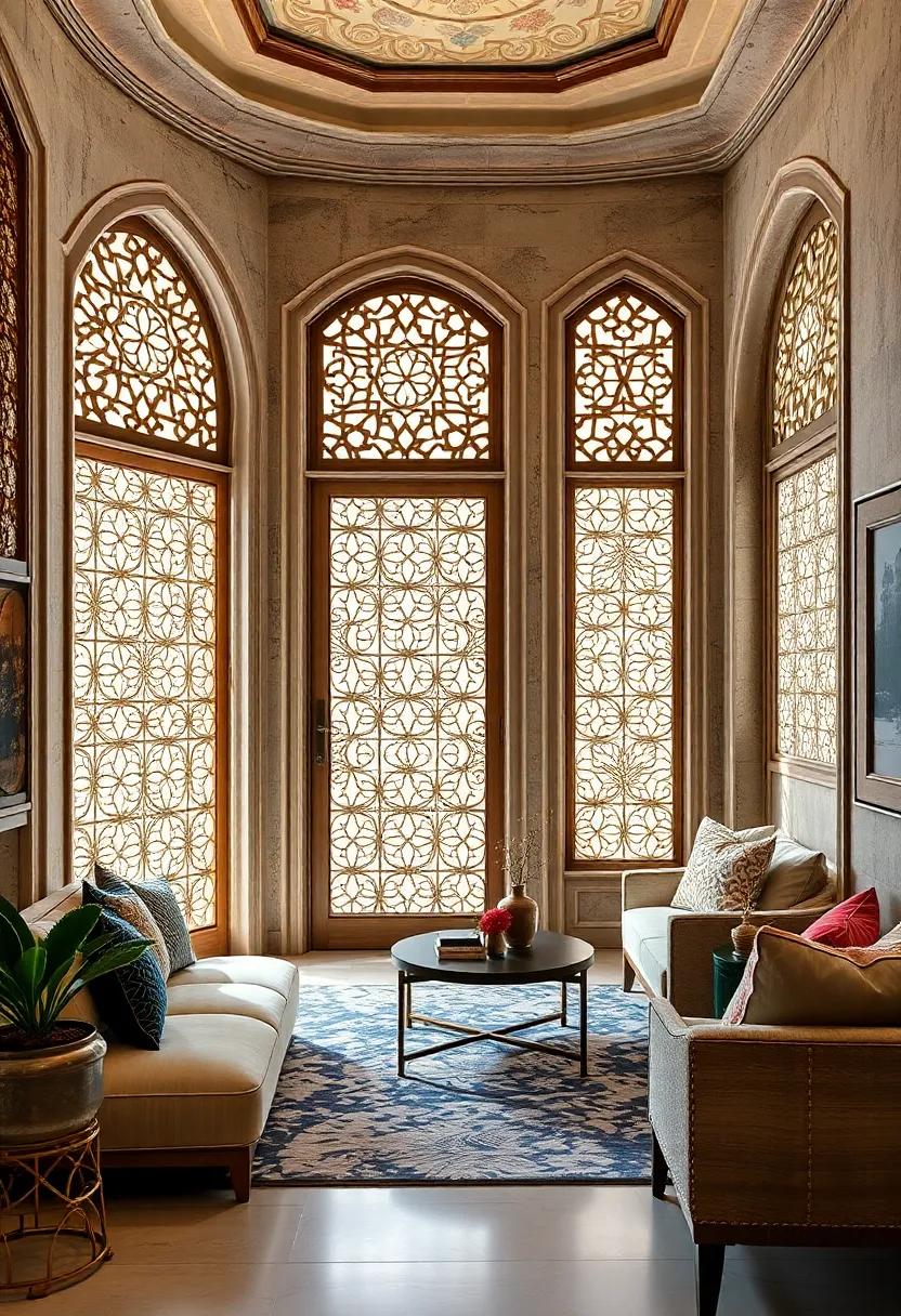 Antique‌ Style Mashrabiya Doors featuring Ornate Patterns Enhanced with ⁣Delicate ‍Inlay Details