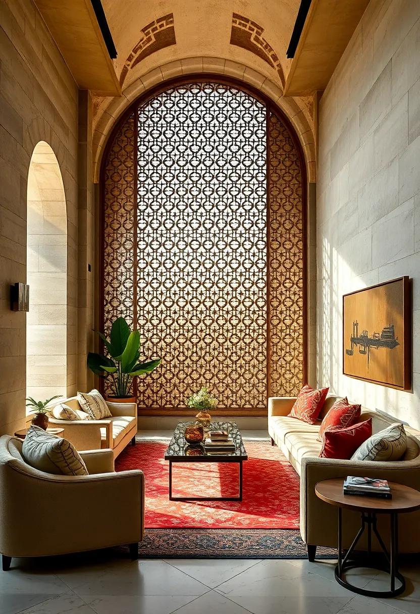 Customized Mashrabiya Screens Designed to Fit ‌Curved Walls, Blending​ architectural Innovation with Timeless Artistry
