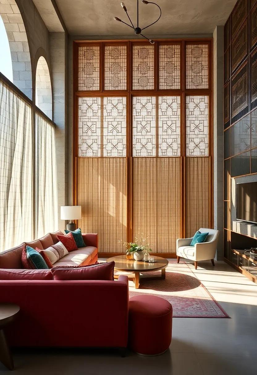 Floor-to-Ceiling Mashrabiya Screens ⁣Made ⁤from Sustainable Bamboo ⁢with Handcrafted ⁣Geometric Motifs