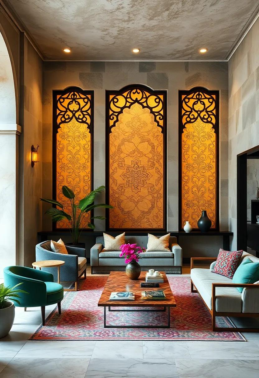 Hand-Painted Mashrabiya Panels ​Incorporating Traditional Calligraphy Elements for a Cultural Touch