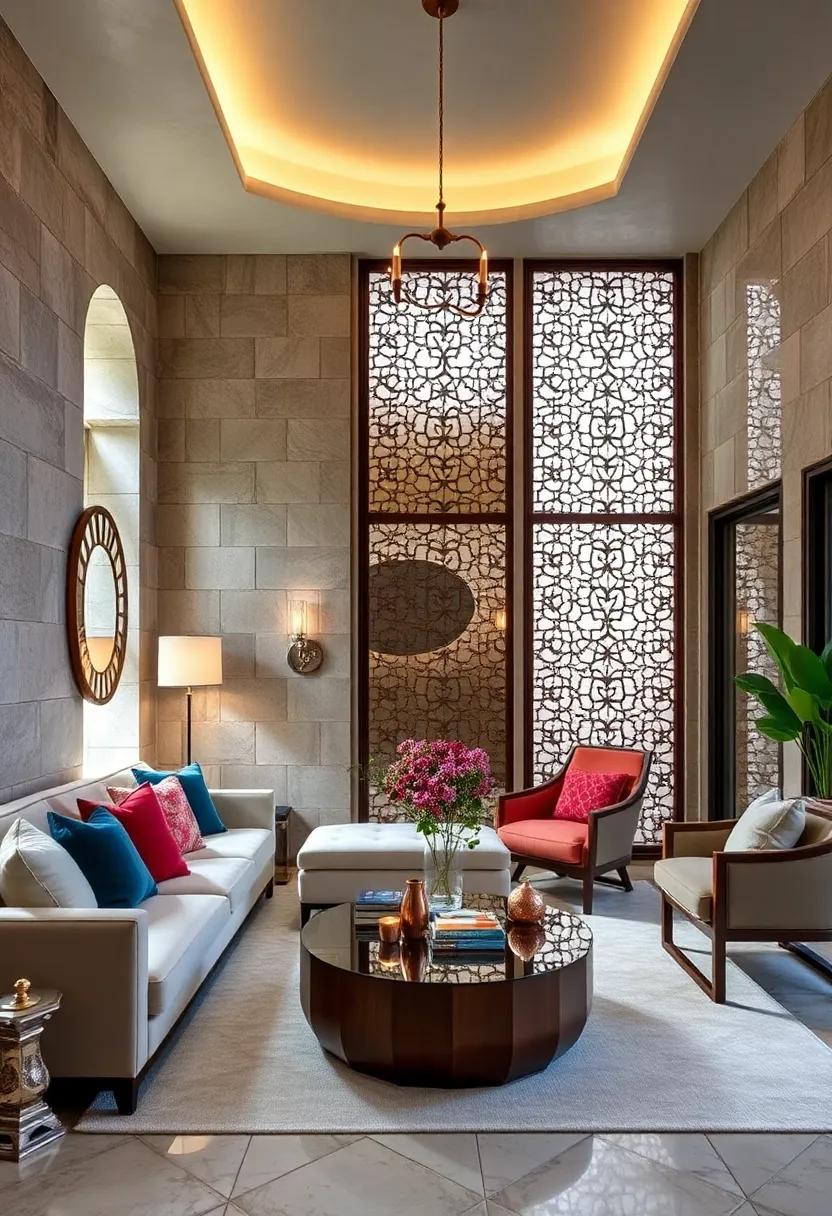 Mashrabiya Screens ⁢Combined ⁢with Mirrored Surfaces to⁤ Enhance Space‌ Perception While Maintaining Privacy