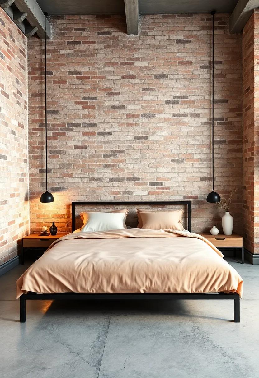 Industrial⁢ Edge: A low-profile metal platform⁤ bed set against exposed brick and concrete ⁣flooring brings ⁤raw sophistication ‌to minimalist living