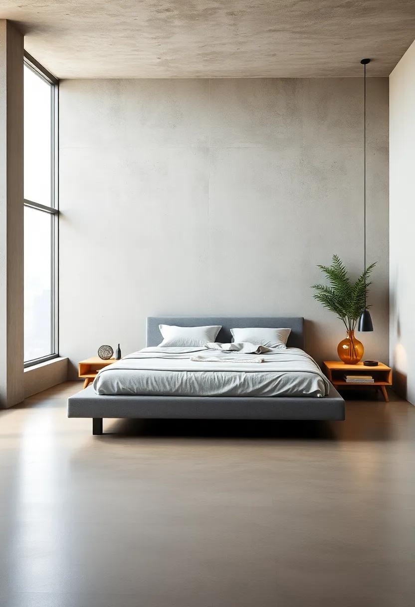 Urban⁤ Loft: Sleek grey⁤ platform bed ⁣framed by floor-to-ceiling​ windows and polished ⁣concrete offers a chic, ⁤metropolitan escape