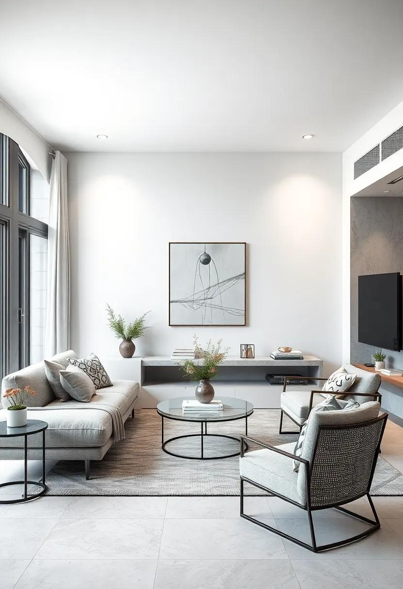 Use glass ​or acrylic furniture pieces to visually expand the space