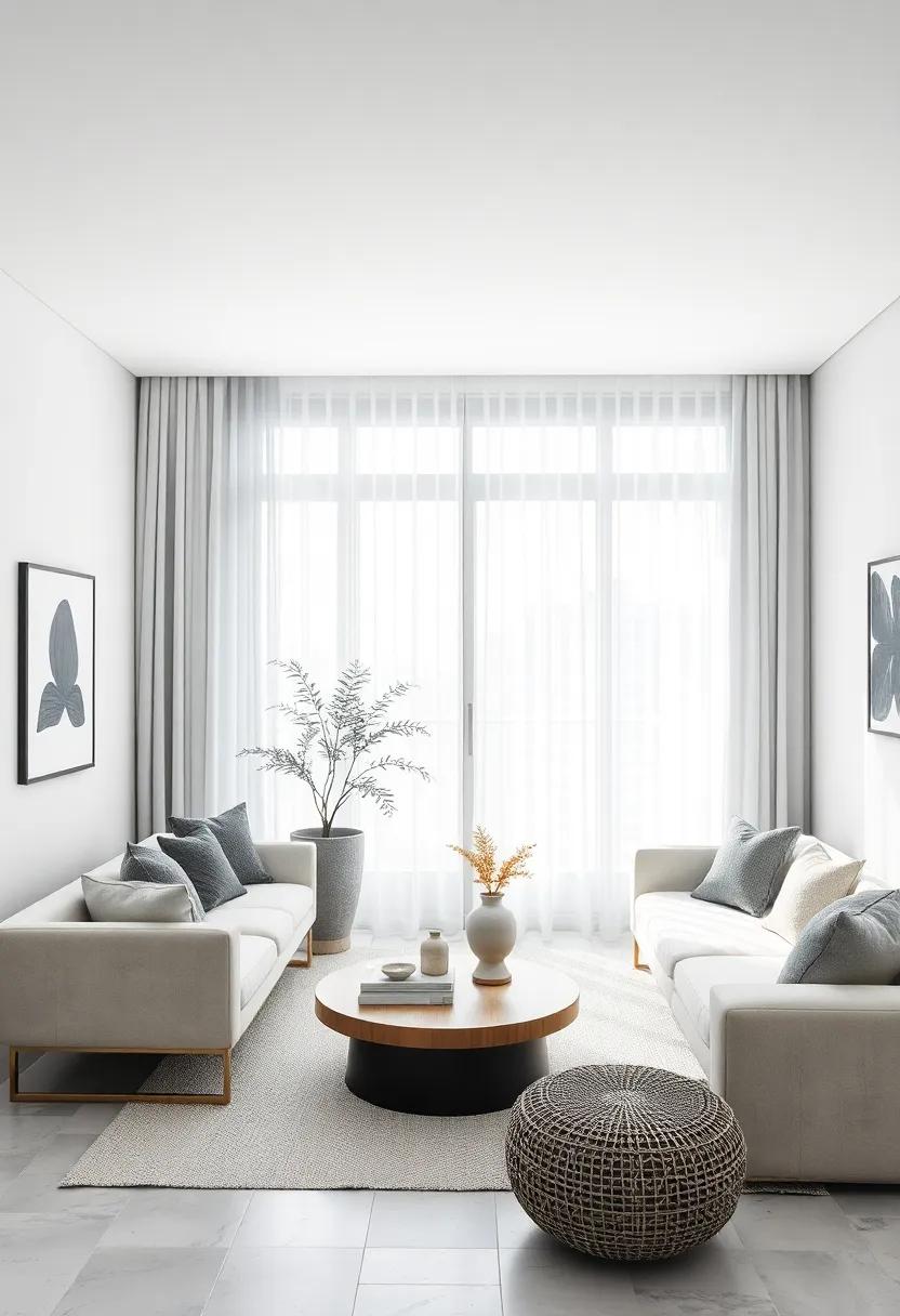 Keep window treatments simple⁢ with sheer or solid blackout curtains in ​monochrome hues