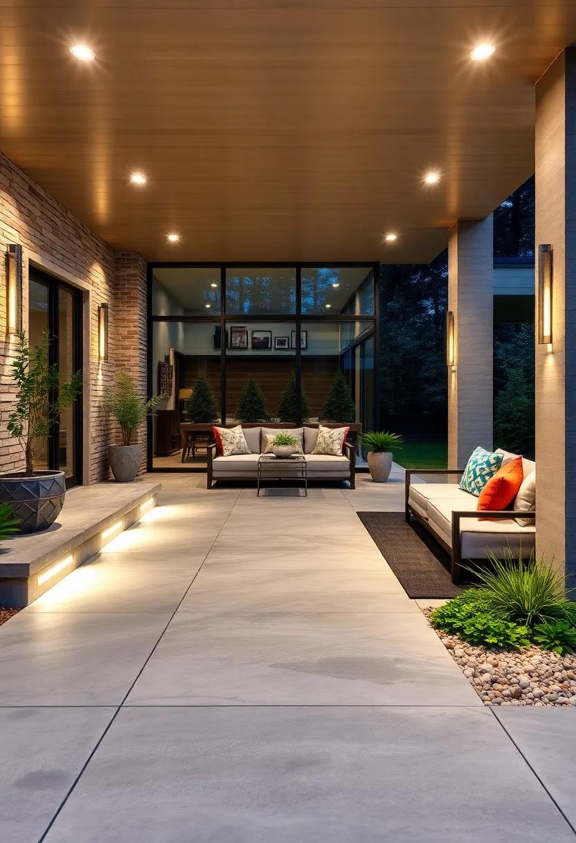 Contemporary Concrete Blocks with ​LED⁣ Inset⁢ letters or Symbols: Personalize your driveway by insetting lit concrete blocks that ‌display house numbers⁣ or⁤ symbolic shapes