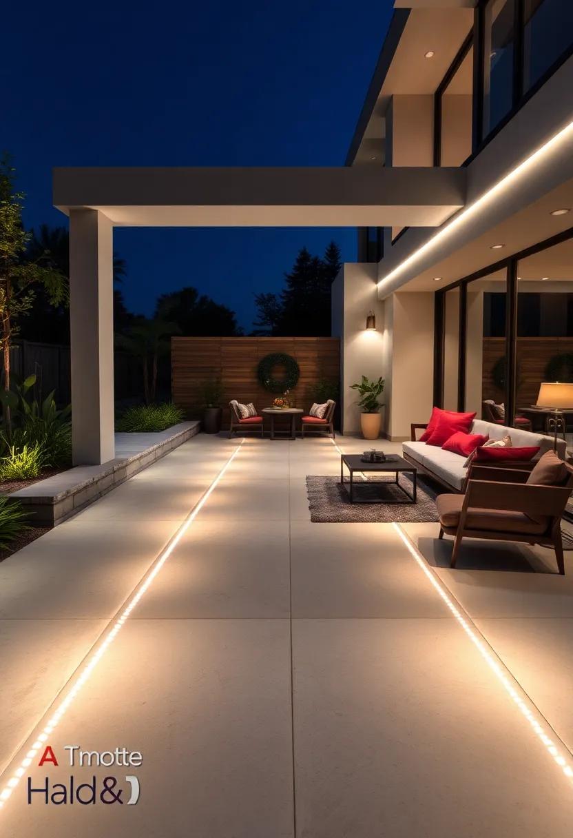 Sleek Geometric Patterns:⁢ Incorporate sharp angles and clean lines into your concrete driveway with embedded LED strips that highlight⁢ the design after dark