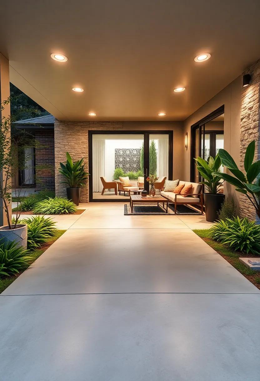 Stained Concrete ⁤with Recessed Lighting:‌ Use tinted concrete ‍finishes paired​ with small ⁤recessed lights⁤ to create a warm, inviting glow along‍ pathways