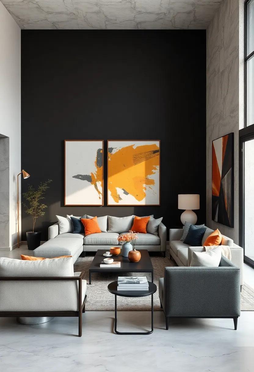 Choose a ‍monochrome color palette and accent it ‍with bold artwork for contrast