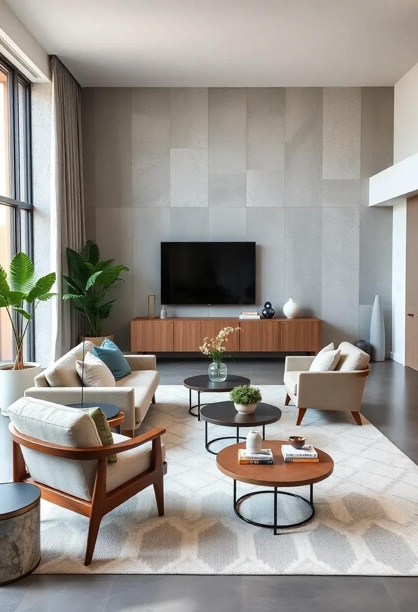 Blend mid-century modern⁢ chairs ⁤with ‍clean-lined minimalist coffee tables for unique seating arrangements