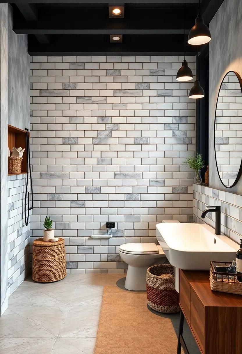 Subway Tiles with⁢ Dark ​Grout for a Striking Contrast