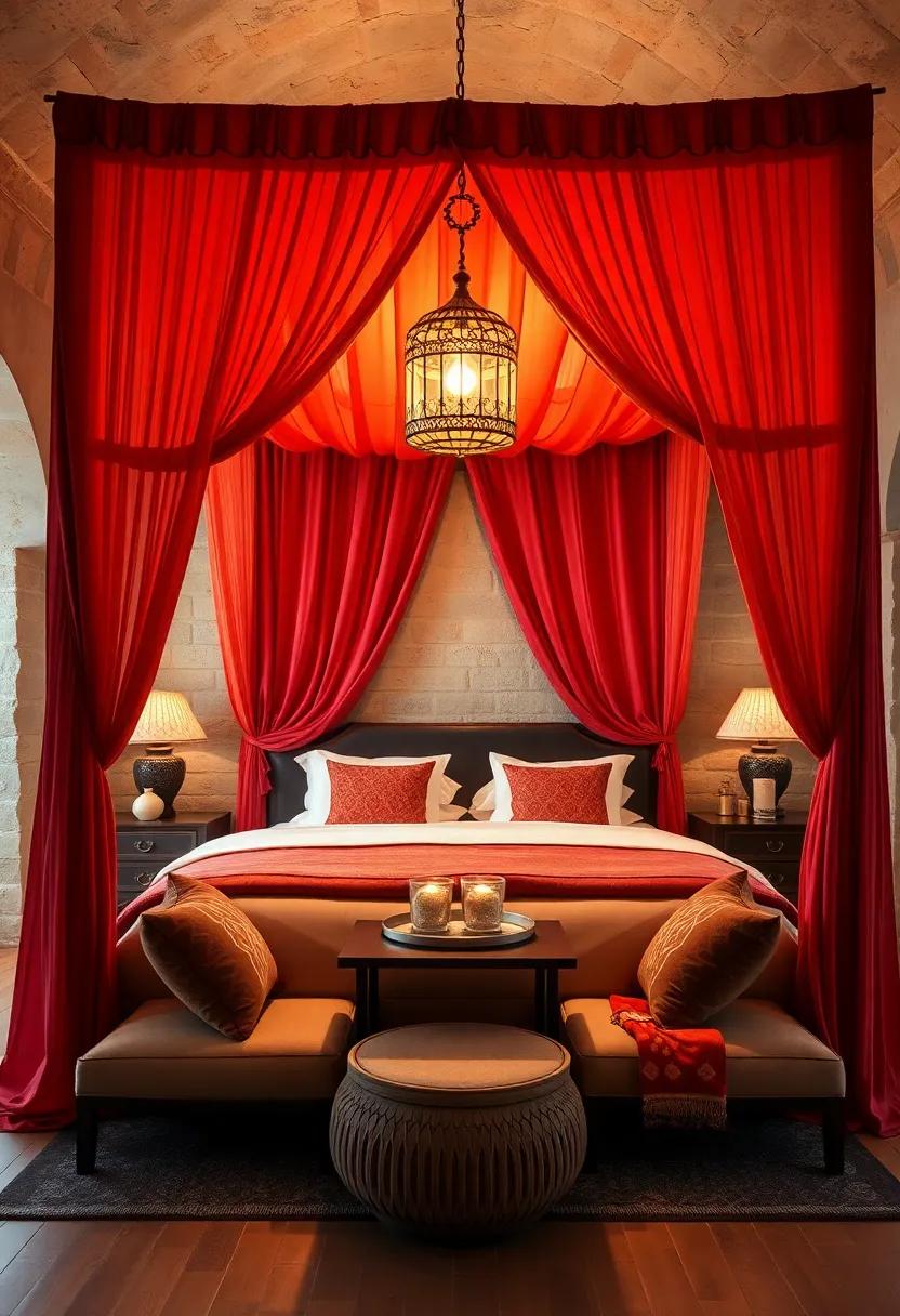 Deep reds and oranges cascade ‍from ⁢the‍ canopy,‌ echoing traditional Moroccan textiles ​and infusing your space⁤ with fiery passion