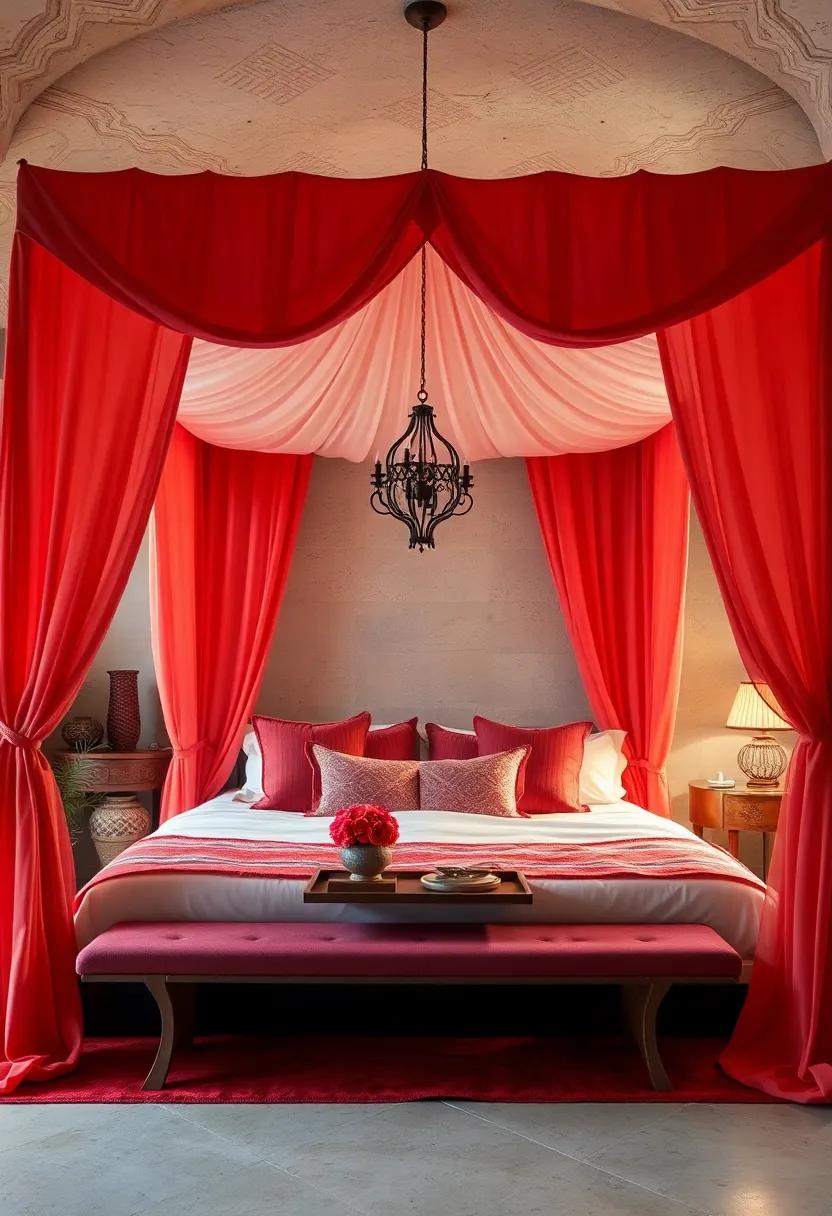 Jewel-colored silks⁤ adorn this​ canopy bed, ‌adding a⁤ jewel box feel and Moroccan sophistication to⁢ your personal ⁤retreat
