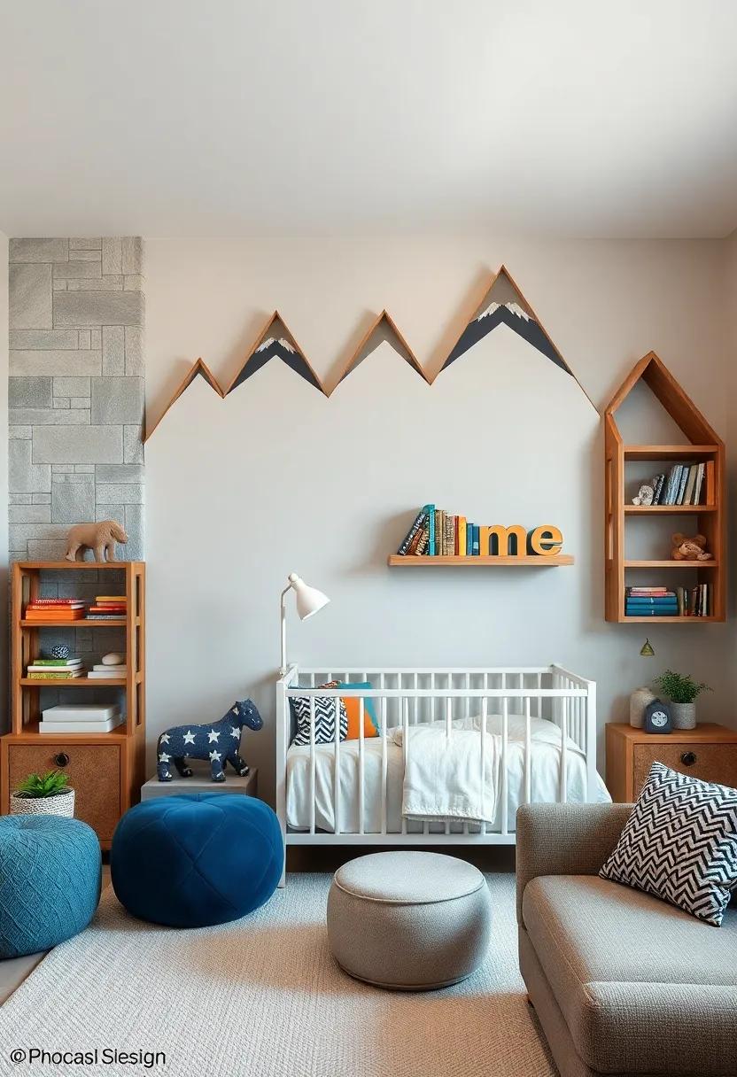 Adventure-Themed Bookshelves shaped Like Mountain Peaks