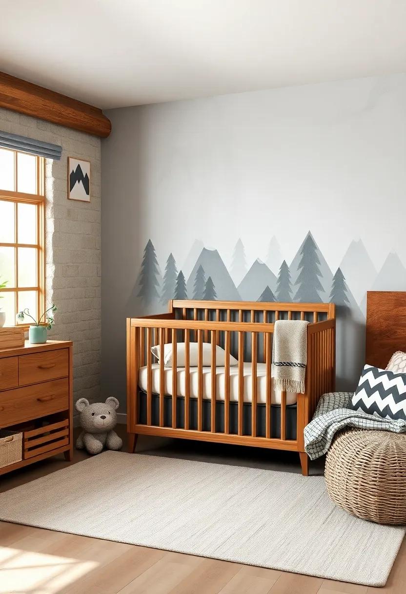 Rustic Cabin Crib Surroundings with Wood Accents