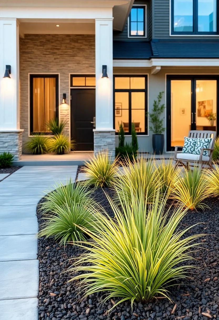 Variegated Fountain ⁢Grass ⁢under Mulch Bed ⁣Lighting