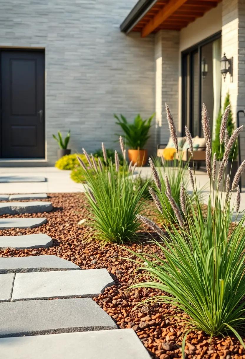 Little‍ Bluestem⁢ Catching light ⁢Over Redwood Mulch