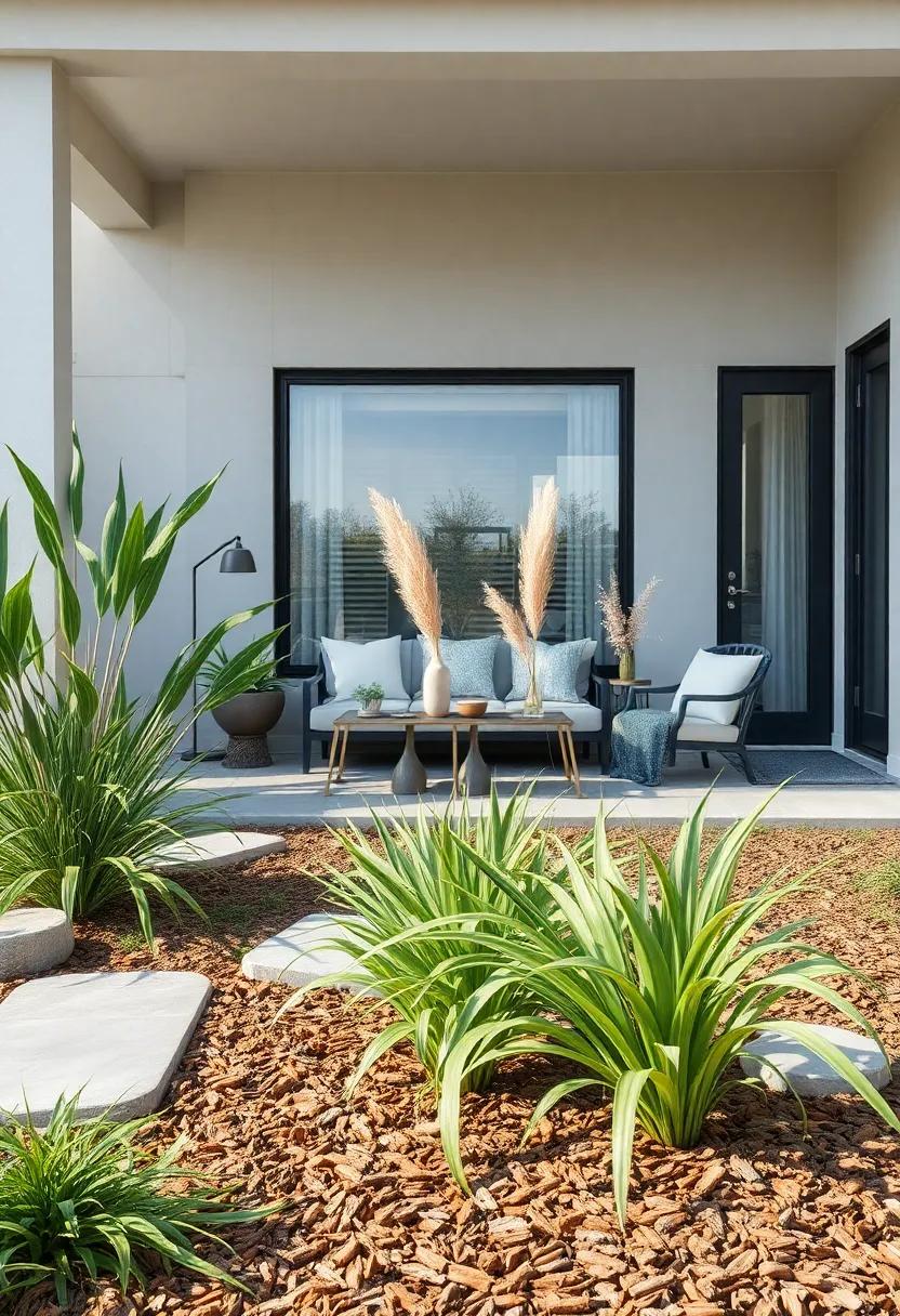 Plumes of Giant Seagrass Amongst Rustic Pine‌ Mulch