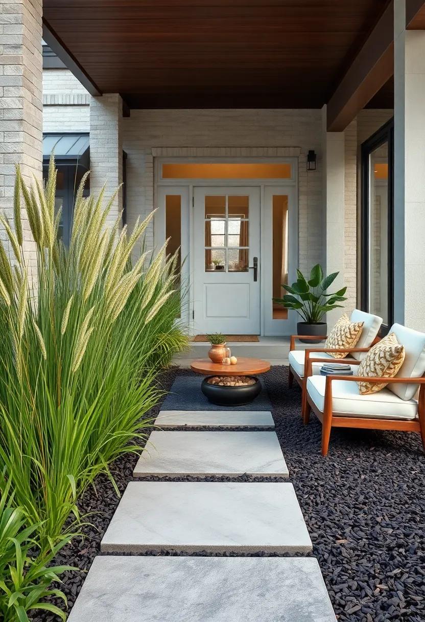 Soft Sea Oats Blending with Classic Dark ⁤Hardwood Mulch