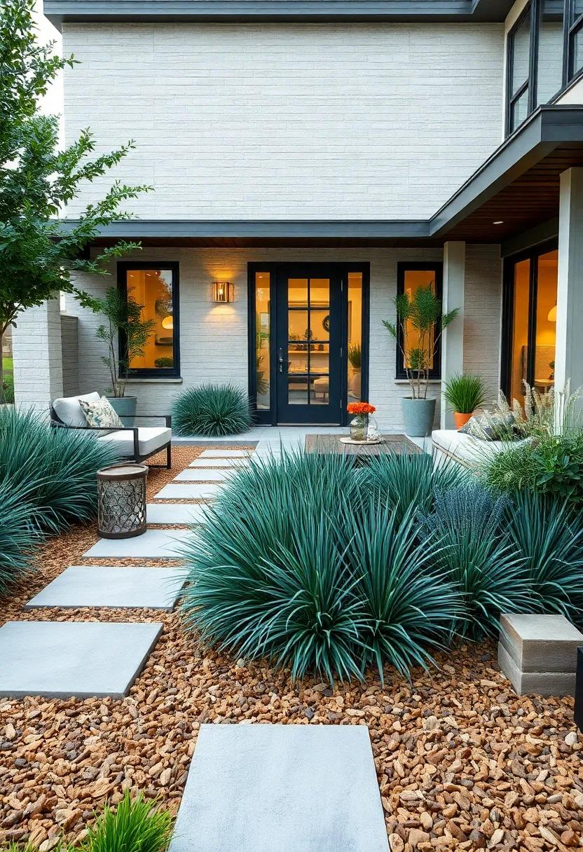Dense Tufts of ‍Blue Lyme ⁣Grass Over​ Natural Walnut​ Mulch