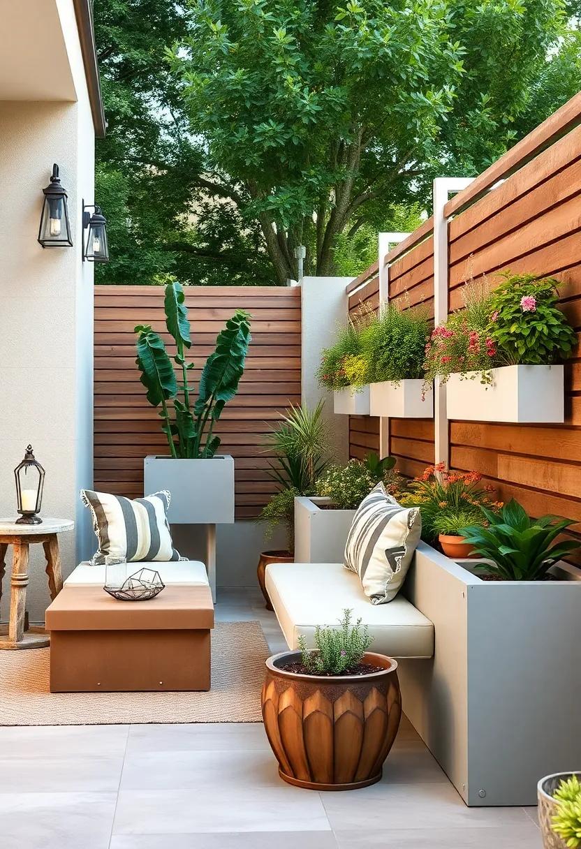 Fence Planter Boxes with Attached Seating for Practical Garden Lounging