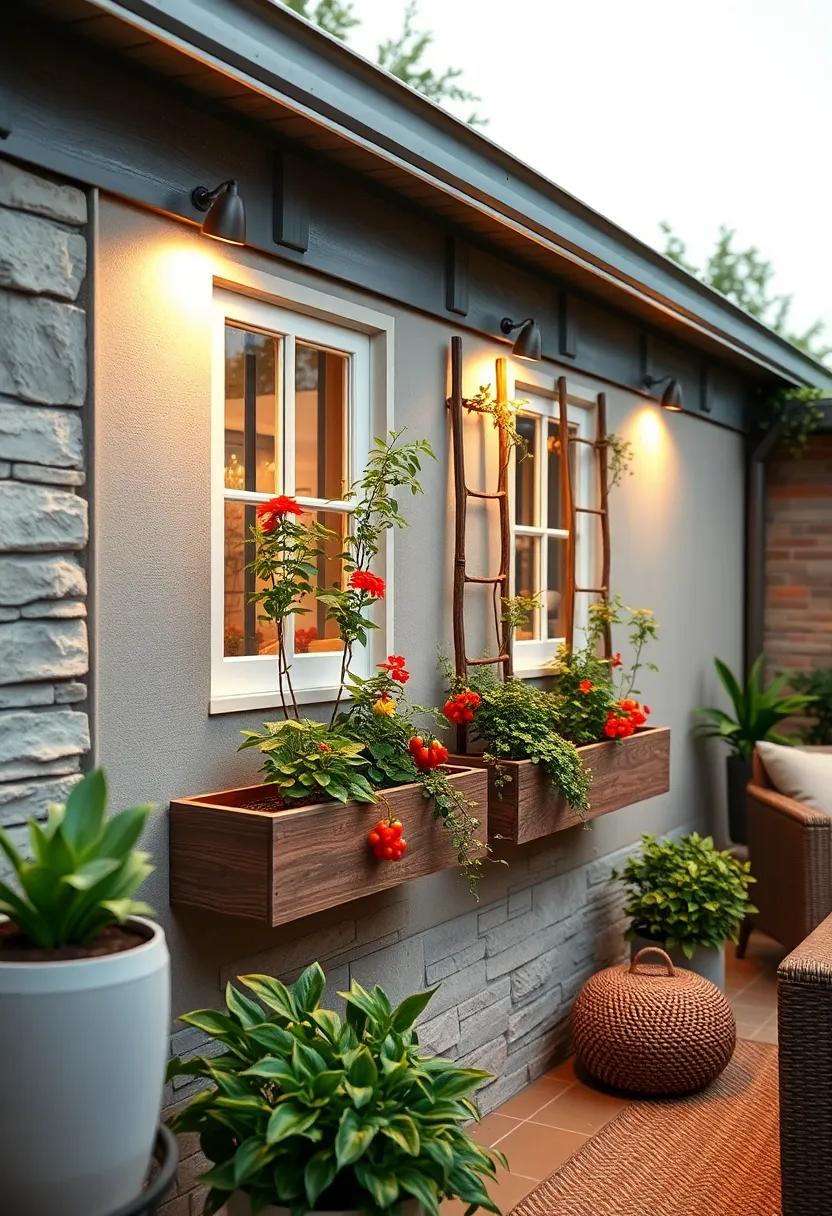 Fence-mounted​ window Boxes ⁣with Trellis​ for Peppers and ⁣Tomatoes