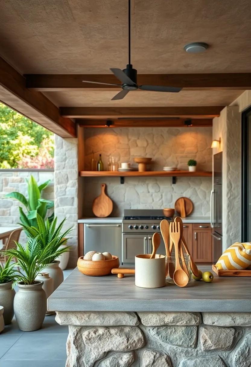 Handcrafted​ Wooden Utensils: Display ⁢hand-carved wooden spoons and spatulas, blending functionality with ⁣rustic⁣ art