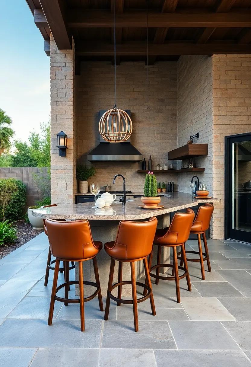 Leather Bar Stools: Add bar stools with leather or distressed upholstery for comfort paired with rustic⁣ appeal