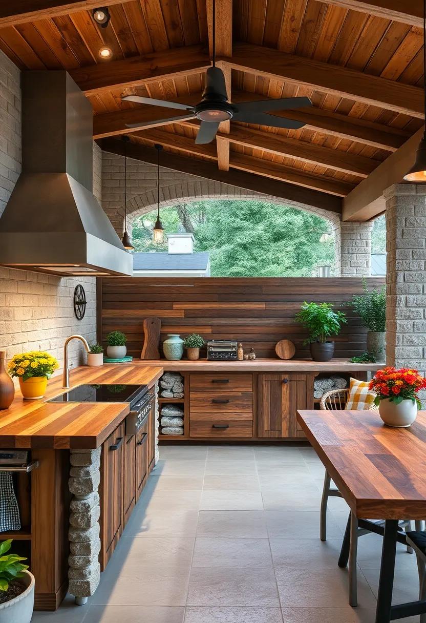 Reclaimed Wood Counters: Incorporate weathered, reclaimed wood countertops to add⁢ warmth and character to your outdoor​ kitchen