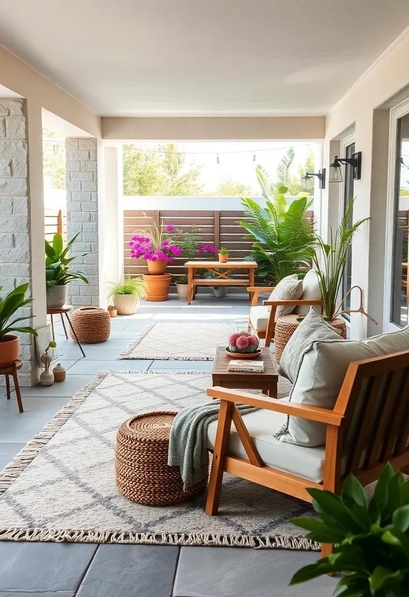 A Scandinavian-inspired wooden armchair‌ with a ⁤soft monochrome‌ rug⁣ for calm simplicity