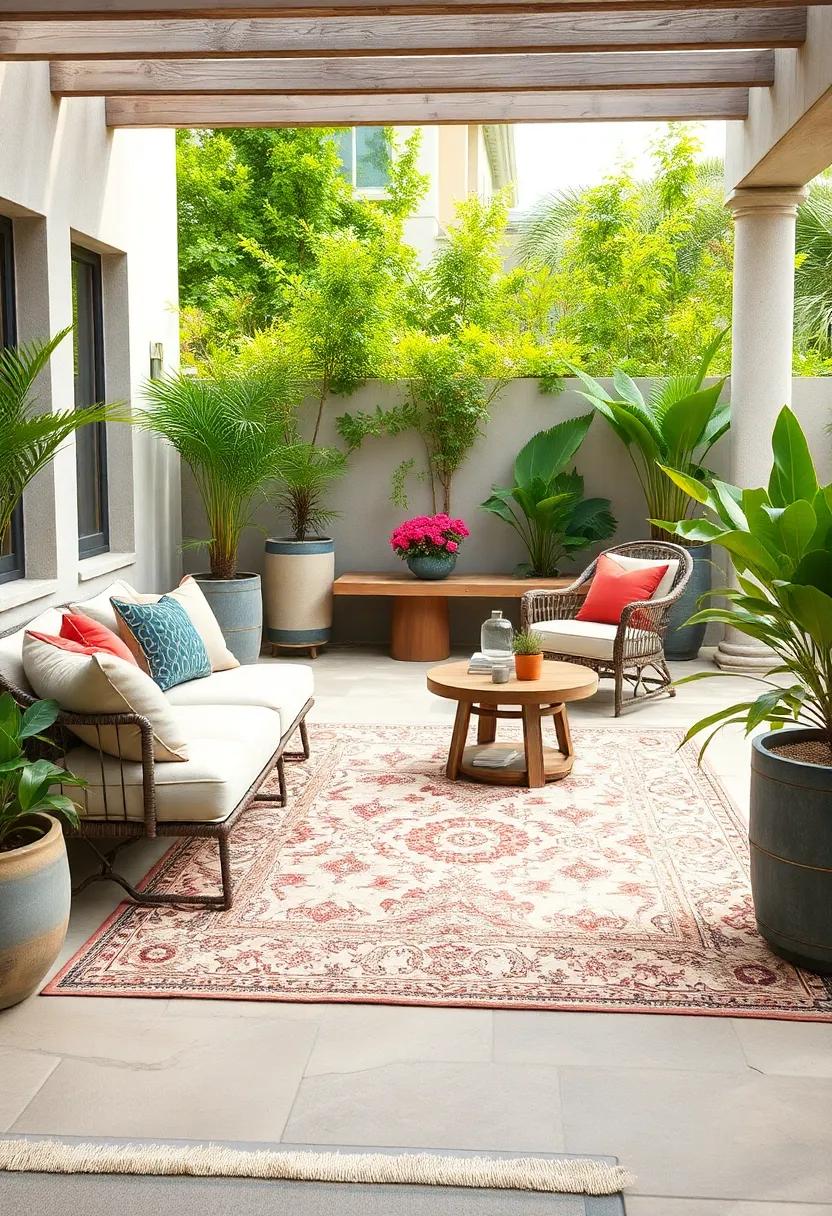 A velvet cushioned settee with an intricate,vintage-inspired rug to evoke ⁢old-world elegance