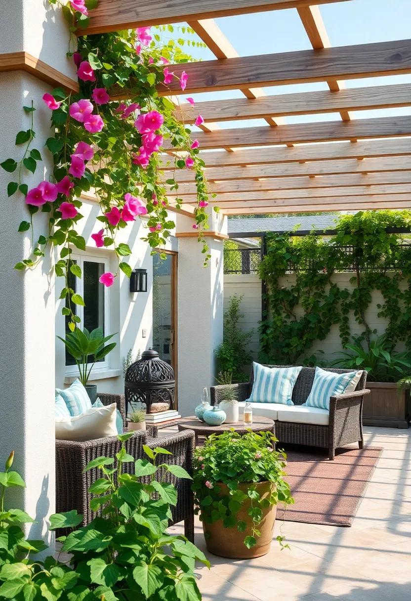 Highlight vertical ⁢gardening by training morning glory vines up a trellis pergola for stunning, colorful mornings