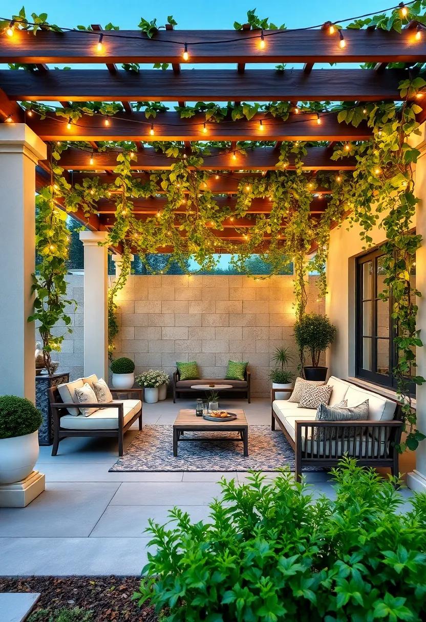 Outfit your pergola with string ⁣lights woven through ​flowering⁣ vines ⁢to set a magical ​ambiance for evening gatherings