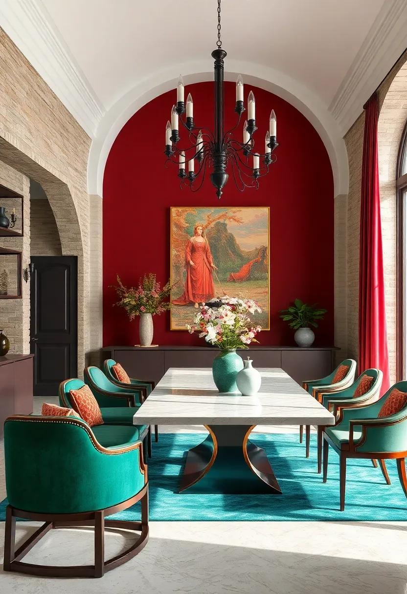 Embrace rich jewel tones like ⁤emerald, sapphire, and​ ruby to infuse your dining room with a regal‌ color palette