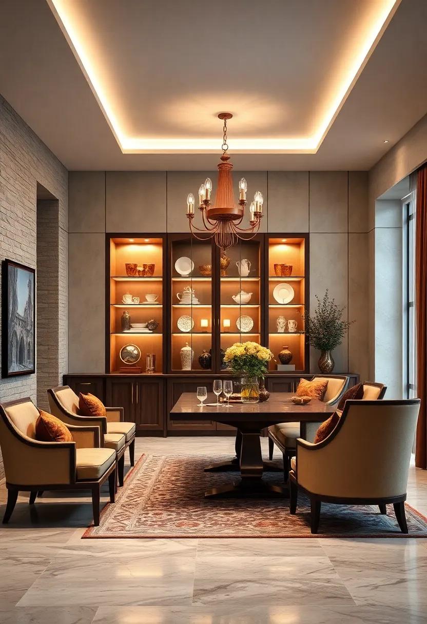 incorporate a ‍built-in china cabinet with⁢ glass doors ‌showcasing crystal and fine china collections