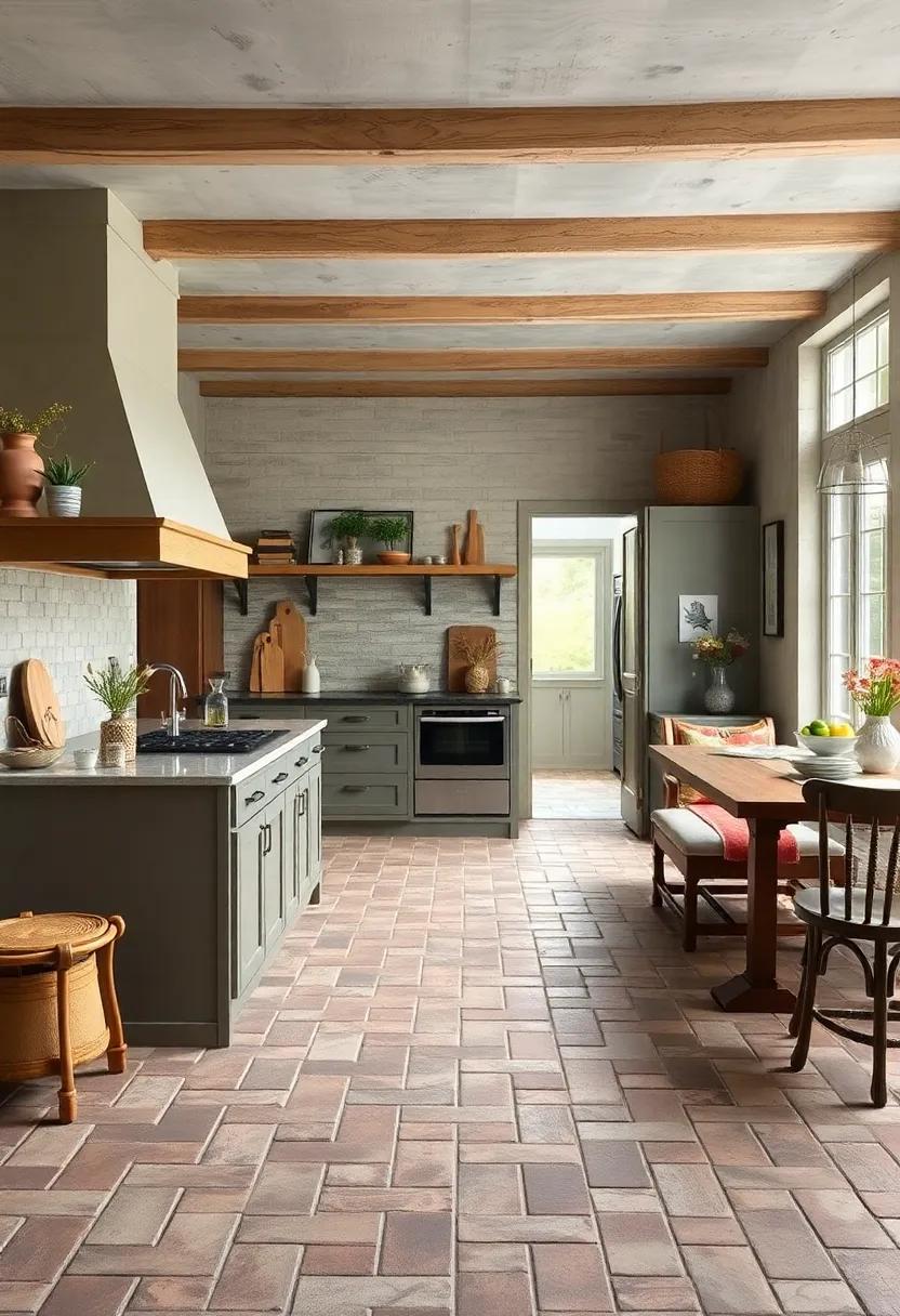 Brick Pavers – Introduce⁤ a ​farmhouse vibe with brick paver flooring ​that’s both inviting and unique