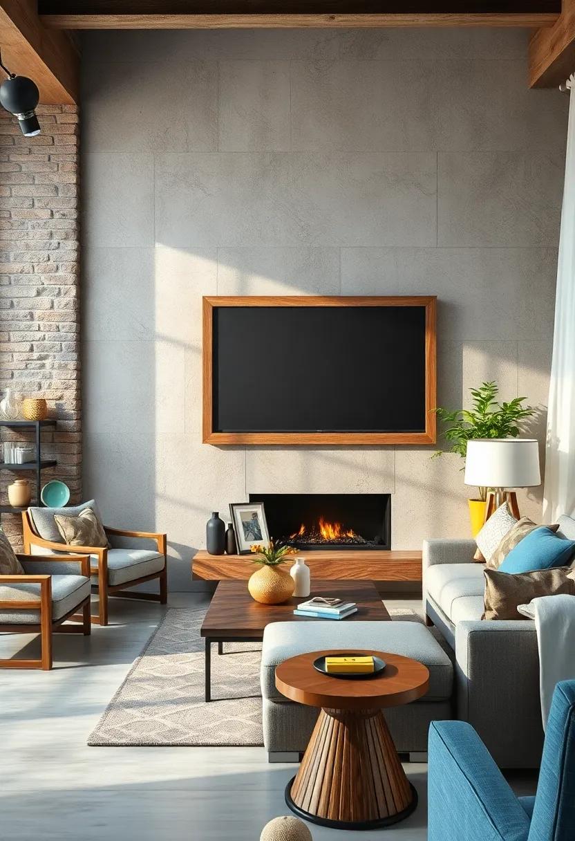 Wire Basket Storage Below a Mounted TV