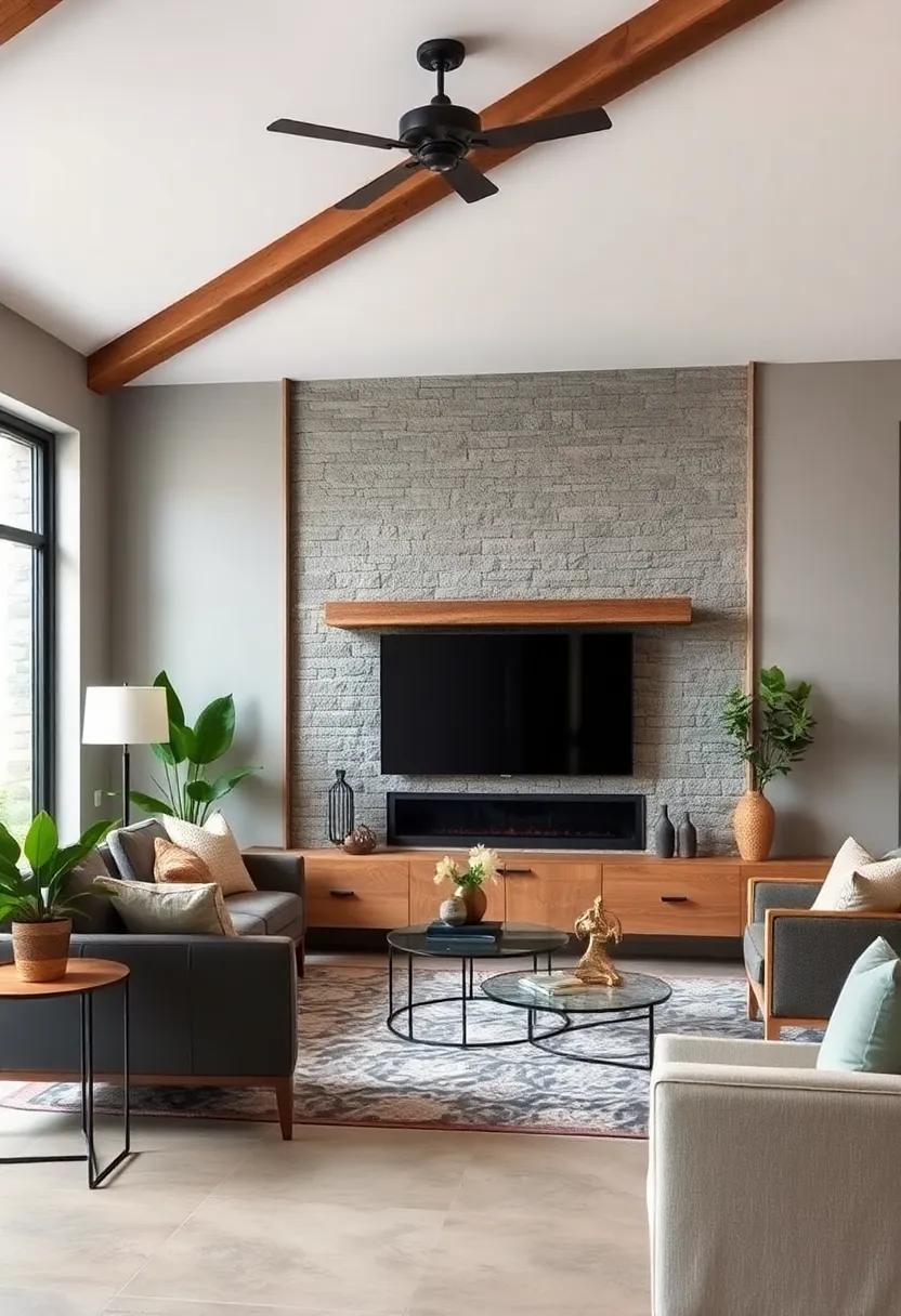 Exposed Wood Beam ⁤Mantel Above the Screen