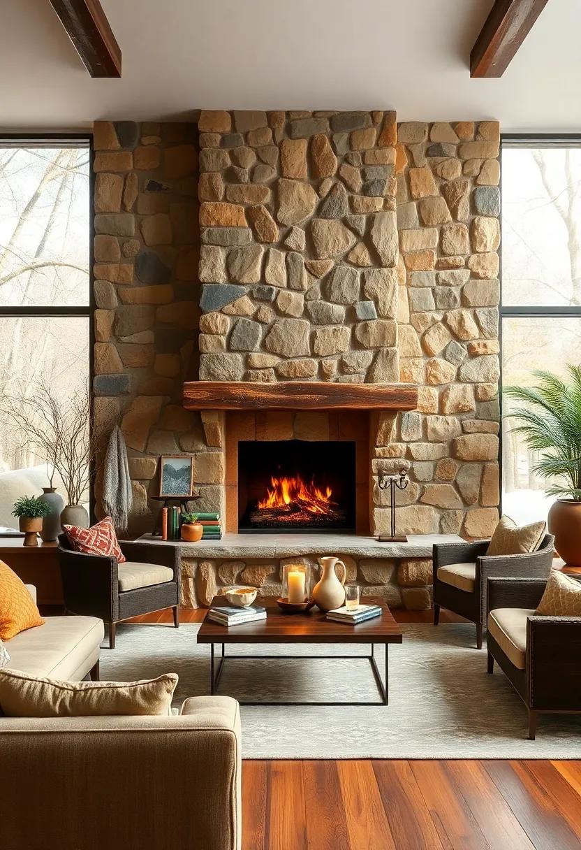 A ‍fireplace built with warm,honey-colored sandstone,evoking ⁣the golden‌ hues ⁤of‍ autumn⁣ woods