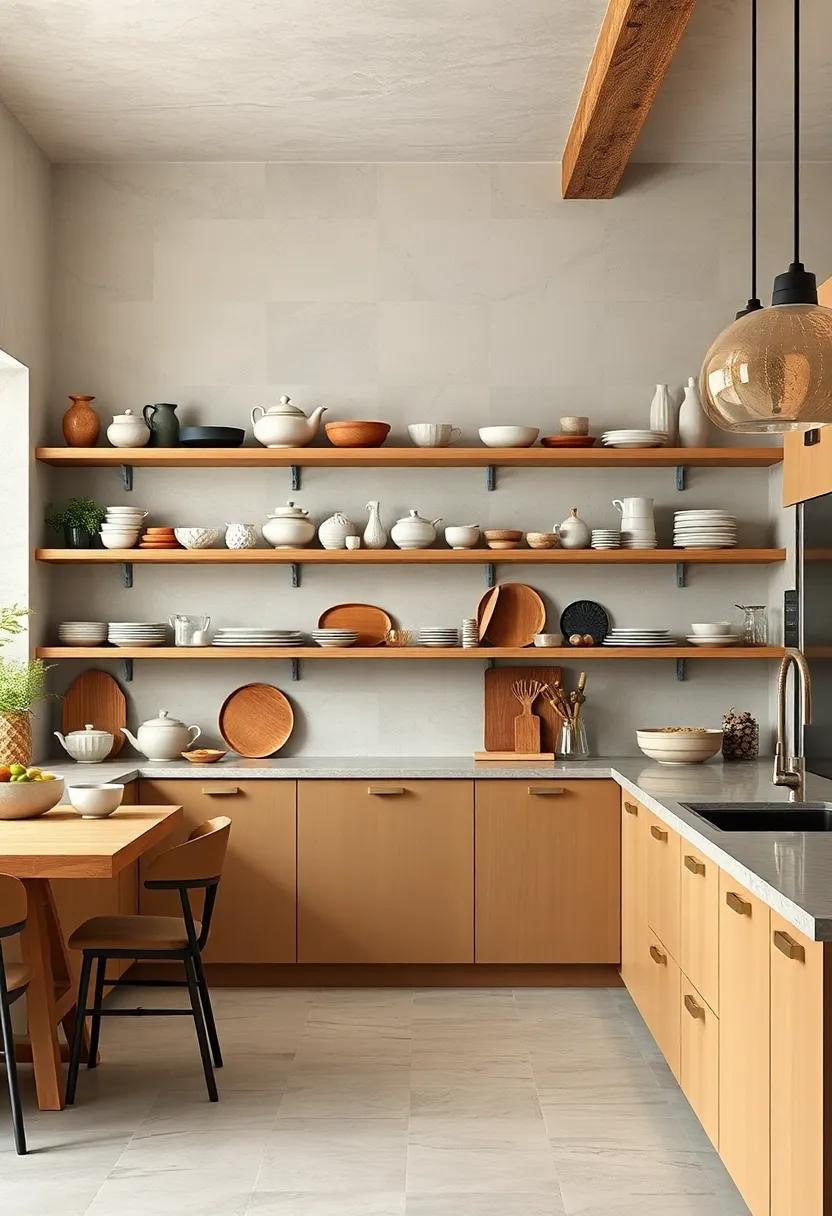 Handcrafted Ceramics ‍Focus: Open shelves serve as a gallery for handcrafted ceramics,highlighting the artisanal aspect of scandinavian kitchen design