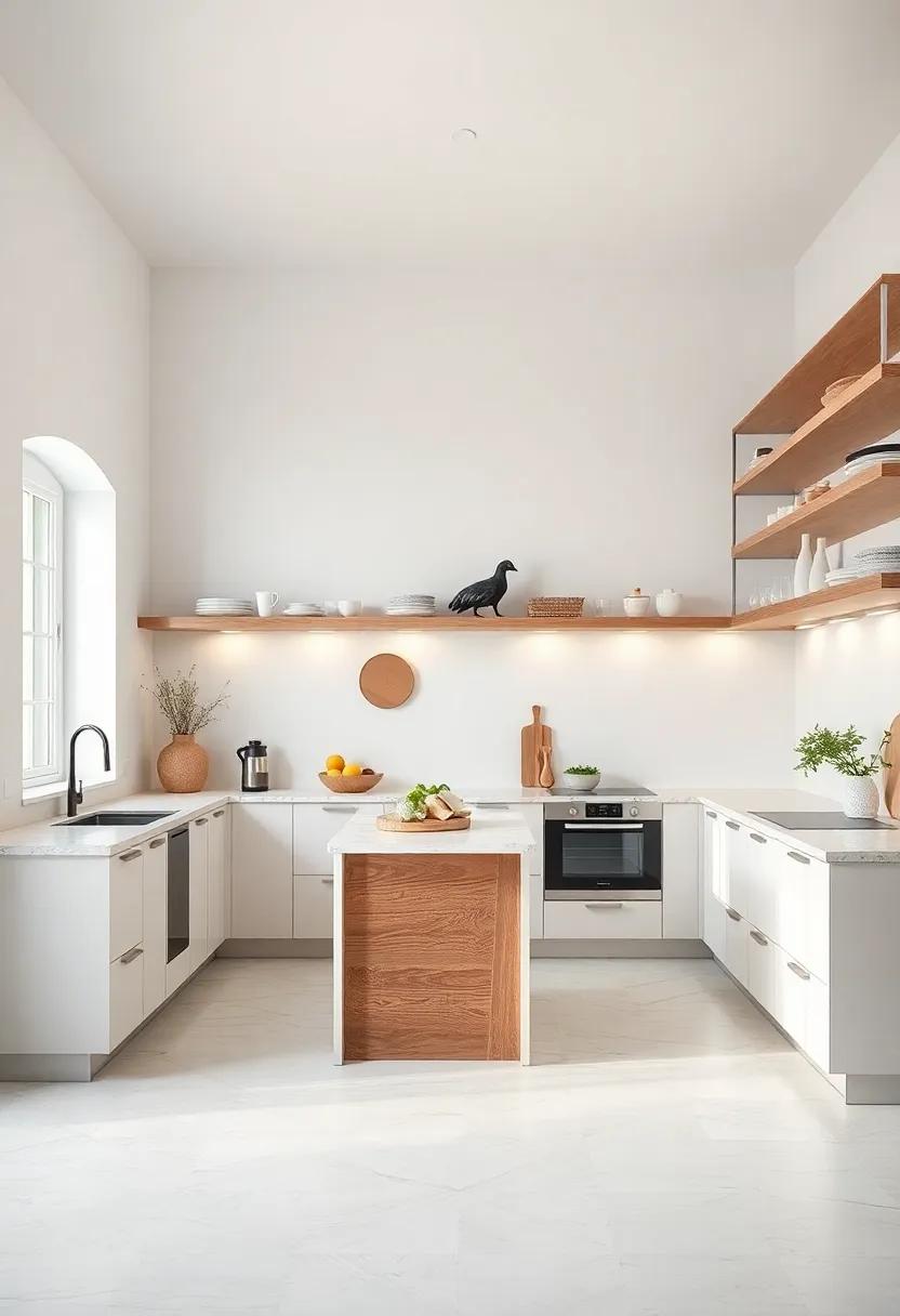 Monochrome Elegance: ⁢An all-white kitchen with matching shelves creates a​ seamless, cohesive look where textures like ceramics and woodgrain stand out effortlessly