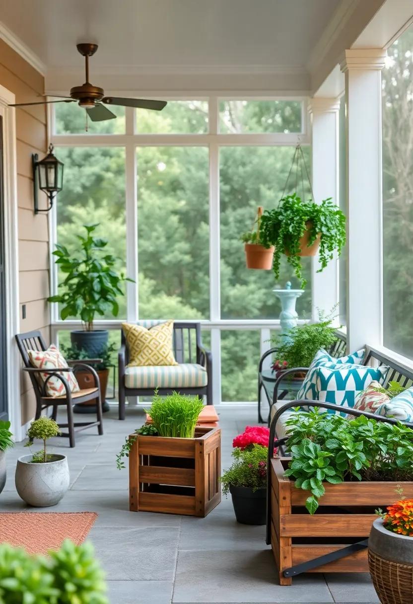 Hanging herb gardens in rustic ⁤wooden crates that combine utility with ​vintage ‌charm